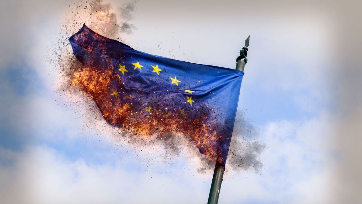 EU flag burning euro-sceptic far-right