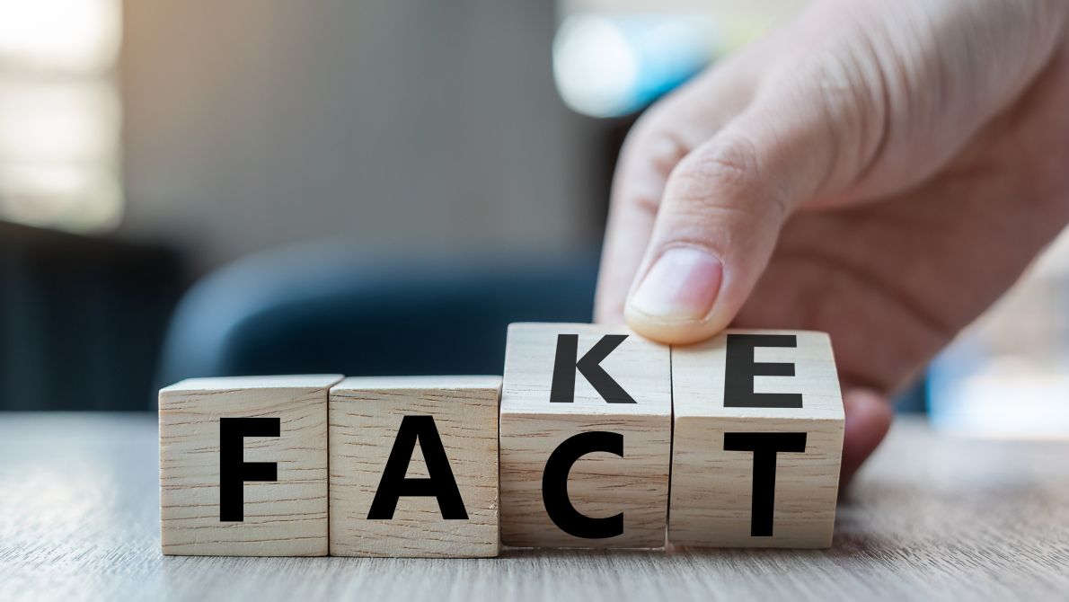 Letters spelling out 'fake' and 'fact'